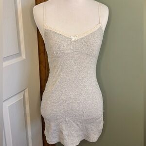 Forever 21 Grey Chemise with Lace Trim